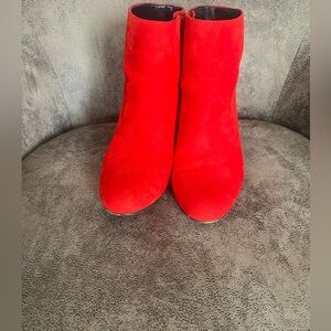 INC Red Suede Ankle Boots